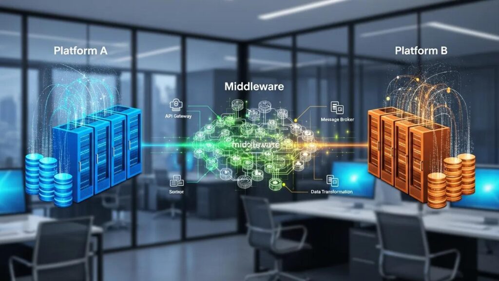 Digital representation of middleware solutions connecting 3CX and HubSpot