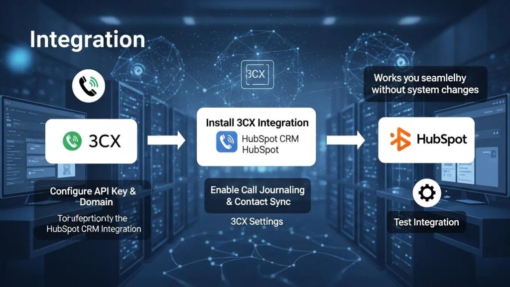 Step-by-step visual guide for integrating 3CX with HubSpot